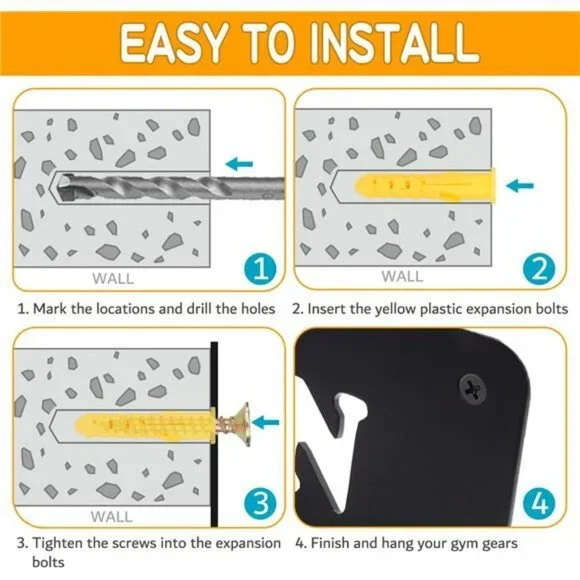 Gym Home Rack 8 Hook Heavy-Duty Wall-mounted Organizer